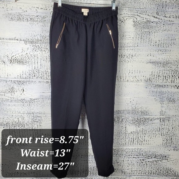 J. Crew Factory Outlet Black Jogger Zip Pockets Casual Travel Pants Size 00 - Picture 2 of 8
